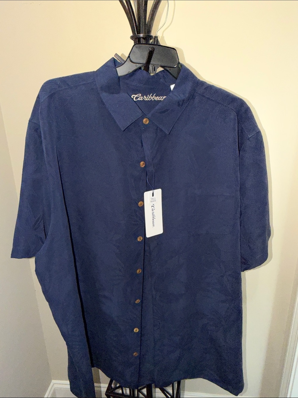 Caribbean Deep Navy Short-Sleeve Button-Front Shirt